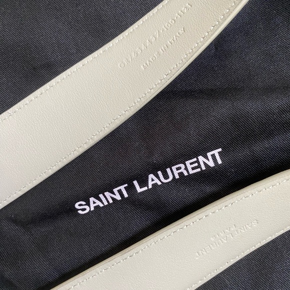 100% Authentic Laque YSL Saint Laurent Monogram Leather Belt - Picture 6 of 7